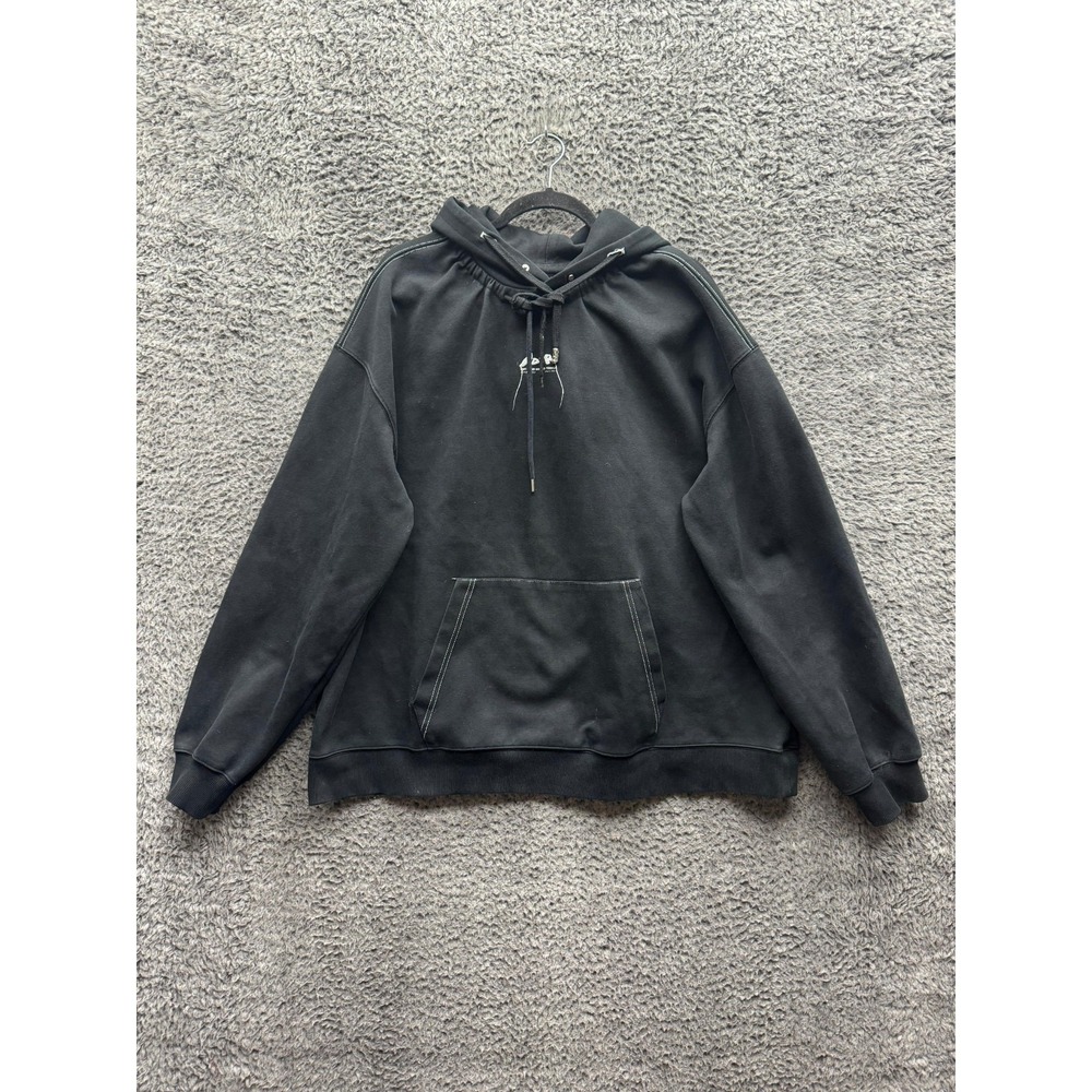Ader Error FW2021 Embroidered Drawstring Pullover Hoodie Black Mens Size A2